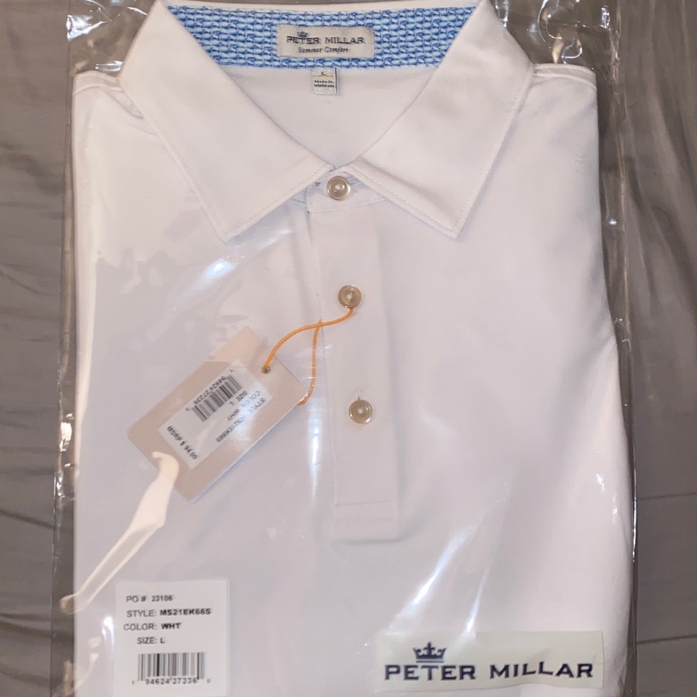 White Solid performance Mesh Polo, Peter Millar